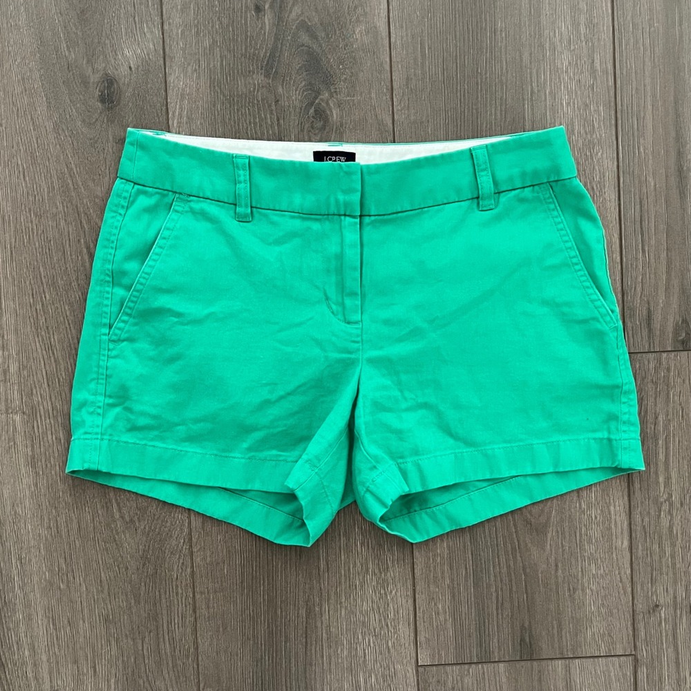 J.Crew Womens Green Re-Imagined Cotton Chino Shorts Size 2 3in Inseam